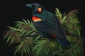 Design of colorful Red-winged Blackbird bird in the Jungle