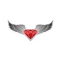 Red winged with grey diamond logo vector illustration