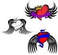 Red winged heart tattoo set pack