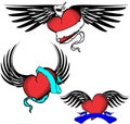 Red winged heart tattoo set pack2