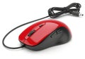 Red wired computer mouse Royalty Free Stock Photo