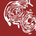 Red wite minimalistic fluid painting with abstract symbol