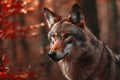 The red wolf, is a predatory mammal of the canid family in its natural habitat