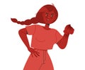 Red Woman Aggressor Pointing Finger Abusing and Insulting Weak Vector Illustration