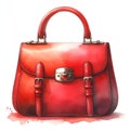 Red woman bag watercolor paint for fshion glamour card design