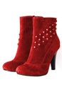 Red woman boots isolated Royalty Free Stock Photo