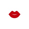 Red woman lips imprint. Flat simple icon isolated on white. Kiss trace