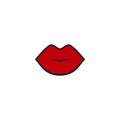 Red woman lips imprint. Flat simple icon isolated on white. Kiss trace