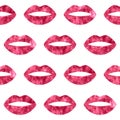 Red woman lips seamless pattern