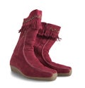 Red womanish high boots Royalty Free Stock Photo