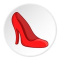 Red women shoes icon, cartoon style Royalty Free Stock Photo