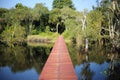 Red wood bridge reflection water Royalty Free Stock Photo