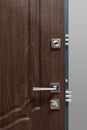 Red Wood Door With Gold Lock And Handle Royalty Free Stock Photo