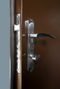 Brown Metall Door With Gold Lock And Handle Royalty Free Stock Photo