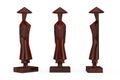 Red Wood Statuettes as Symbol of Vietnam Woman or Man. 3d Rendering