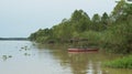 Red wooden boat