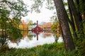 The red wooden building at the former plant Stromfors, Ruotsinpyhtaa, Finland Royalty Free Stock Photo