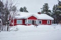 Red wooden Finnish house