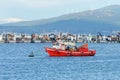 Wooden fishing boat moored in the fishing port Royalty Free Stock Photo