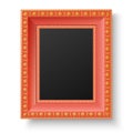 Red wooden frame with gold patterns for picture or text Royalty Free Stock Photo