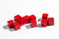 Red Wooden Game Cubes on White Background