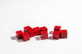 Red Wooden Game Cubes on White Background