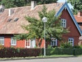 Red wooden home, Lithuania Royalty Free Stock Photo