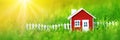 Red wooden house on the grass Royalty Free Stock Photo