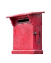Red wooden mailbox isolated on white background. Royalty Free Stock Photo