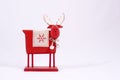 Red Wooden Reindeer Royalty Free Stock Photo