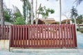 Red wooden slide front door house