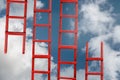 Red Stairway To Heaven. The Road To Success. Achievement Of Goals Career Metaphor Royalty Free Stock Photo