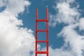 Red Stairway To Heaven in Center. The Road To Success. Achievement Of Goals Career Concept Royalty Free Stock Photo