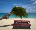 Grand Cayman-The Red Wooden Table Royalty Free Stock Photo