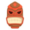 Red wooden totem icon cartoon vector. Aztec culture