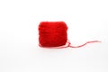 Red wool skein, knitting thread roll, isolated on white background Royalty Free Stock Photo