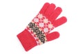 Red woolen glove on white background Royalty Free Stock Photo