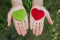 Red woolen heart in a human hand, valentines day, love Royalty Free Stock Photo