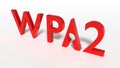 Red word WPA 2 network encryption where the A is shaped by a key