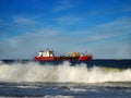 Red Workboat in Ocean Royalty Free Stock Photo