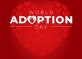 Red World Adoption Day Background Illustration with Red Hearts and Love