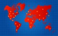 Red World Map Nuclear Radioactive Attack Locations