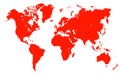 Red World Map - vector Royalty Free Stock Photo