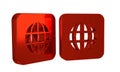 Red Worldwide icon isolated on transparent background. Pin on globe.