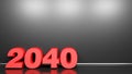 2040 red write at black glossy wall background - 3D rendering illustration Royalty Free Stock Photo