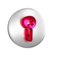 Red Wrong key icon isolated on transparent background. Silver circle button. Royalty Free Stock Photo