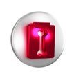 Red X-ray shots icon isolated on transparent background. Silver circle button.