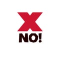 Red x symbol. Vector rejection symbol. Royalty Free Stock Photo