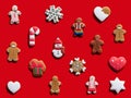 Red xmas background fun biscuit pattern food decor