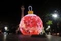 Christmas Lisbon, Lighted Red Ball with White Stars, Xmas